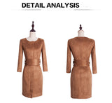 AOOKDRESS autumn and winter new Korean version of slim and slim suede belt trench coat-style bottoming dress