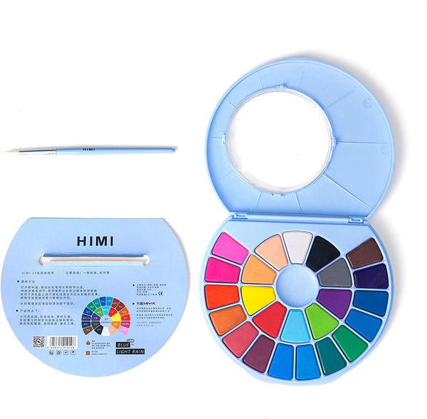 MIYA HIMI Water Colors Palette - 24/38 Assorted Colors for Beginners Students Kids Easy to Blend Colors (Blue, 24)