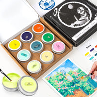 Arrtx Gouache Paint Set, 18 Colors x 30ml Jelly Cup Design Guache with Palette, Gouache Watercolor Painting Suitable for Canvas Hobbyist, Artists Designing, Graffiti, Portrait Painting (Green)