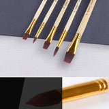 8Pcs/Set Nylon Long Handle Brushes 4Pcs Flat Tips & Round Head Gouache Acrylic Paint Brush Pen For Oil Watercolor Artist