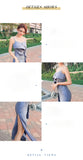 AOOKDRESS summer dress new celebrity style sexy sling thin solid color side open fork chiffon dress long skirt