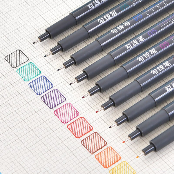 9 color hook line pens set needle tube pen comic pen for art