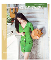 AOOKDRESS summer fashion pocket open collarbone shirt dress new temperament open waist waist hip skirt