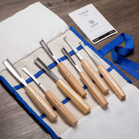 Full Size Wood Carving Tools, Set of 7 | for Beginners, Hobbyists and Professionals | Canvas Case Included