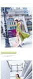 AOOKDRESS shirt dress in the long summer new fashion avocado green satin fake two-piece knee-length skirt