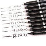 9Pcs/Set Needles Fine liner Brush Pen Sketch Drawing Fiber Pen For Designer Architect Artist Comics office waterpfoof