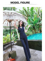 AOOKDRESS summer new Korean commuter temperament was thin OL wide-leg pants striped jumpsuit professional jumpsuit women