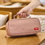 ANGOO ins Kawaii Canvas Double Layer Large Capacity Pencil Case Pencil Bag Box Pencils Pouch For Kids School Stationery