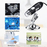 AOOKMIYA Adjustable 1600X 2MP 8 LED Digital Microscope Handheld Portable Digital USB Magnifier Electronic HD Magnification Endoscope