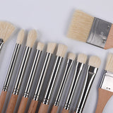 AOOKMIYA  ArtSecret New Arrival 2288 24/Set Oil Acrylic Drawing Brush Hog Bristle Metal Ferrule Wood Rod Canvas Bag Stationery Art Tools