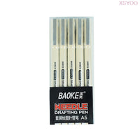 BAOKE 5pcs/set Micron Needle Drafing Pen Waterproof drawing Pen 005 01 03 05 07 Art Markers for Sketch design sketch sign