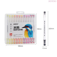 BK 12/18/24/36Colors Water-based Double-headed Sketch Marker Set For Student Stationery Writing Drawing Design Art Supplies