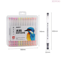 BK 12/18/24/36Colors Water-based Double-headed Sketch Marker Set For Student Stationery Writing Drawing Design Art Supplies