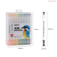 BK 12/18/24/36Colors Water-based Double-headed Sketch Marker Set For Student Stationery Writing Drawing Design Art Supplies