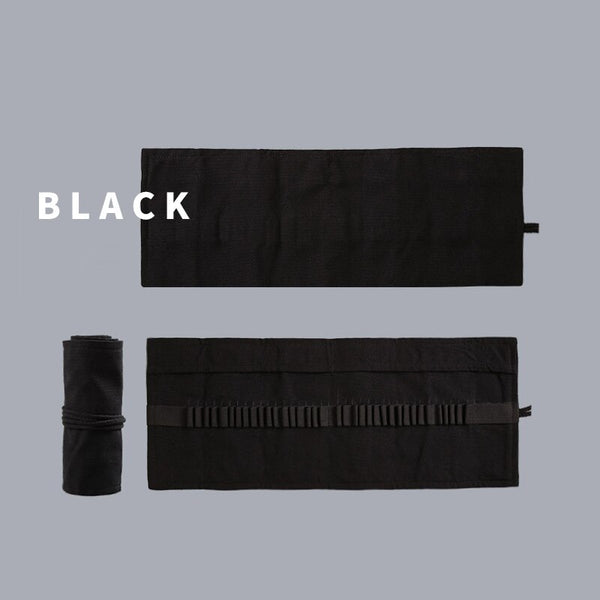 Black Color School Pencil Case Roller 36/48/72 Holes Canvas Roll Up M –  AOOKMIYA