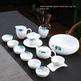 Como porcelana em movimento mão desenhada kung fu teaware casa sala de estar branco cerâmica lidded tigela xícara chá bule conjunto completo