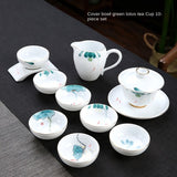 Como porcelana em movimento mão desenhada kung fu teaware casa sala de estar branco cerâmica lidded tigela xícara chá bule conjunto completo