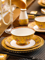 Conjunto de louça doméstica jingdezhen high-end novo estilo chinês criativo e ligeiramente luxo cerâmica esmalte osso china utensílios de mesa