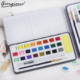 Conjunto de tinta aquarela sólida para iniciantes, conjunto de pintura com pigmento aquarela para desenho infantil, materiais de arte pintada à mão para meninas