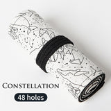 Constellation 36/48/72 Holes Canvas Roll Pen Curtain Pencil Bag Case Makeup Wrap Holder Storage Pouch School Supplies