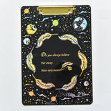 Creative laser starry sky folder A4 backing acrylic splint transparent feather clipboard bronzing folder school supplies