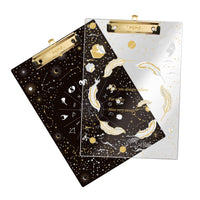 Creative laser starry sky folder A4 backing acrylic splint transparent feather clipboard bronzing folder school supplies