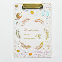 Creative laser starry sky folder A4 backing acrylic splint transparent feather clipboard bronzing folder school supplies