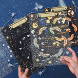 Creative laser starry sky folder A4 backing acrylic splint transparent feather clipboard bronzing folder school supplies