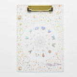 Creative laser starry sky folder A4 backing acrylic splint transparent feather clipboard bronzing folder school supplies