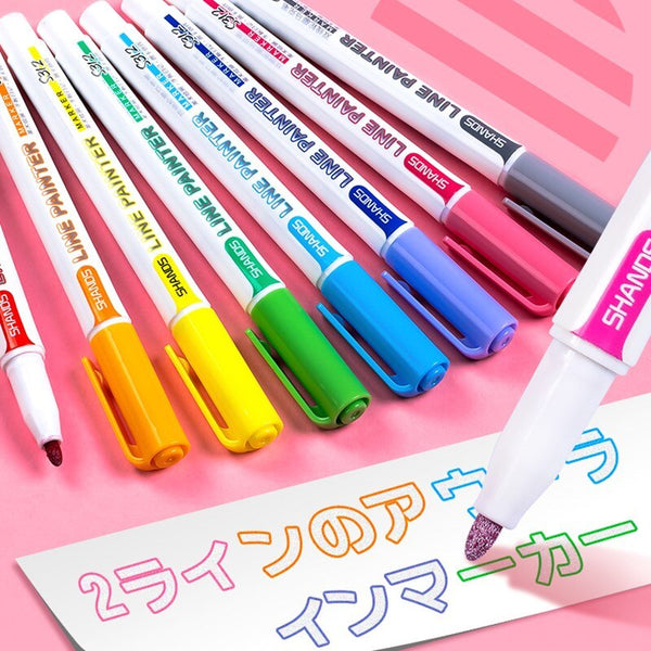 Creative three-dimensional two-color pen set two-line outline pen