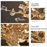 Criativo ramos de árvore lustre teto para sala estar do vintage bedrom casa decoração luminária redonda lâmpada cobre retro