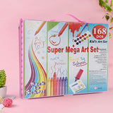 DINGYI 168 PCS Kids Gift Wooden Colored Pencil Wax Crayon and Oil Pastel Painting Brush Children Drawing Tools Set Art Supplies