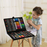 DINGYI 168 PCS Kids Gift Wooden Colored Pencil Wax Crayon and Oil Pastel Painting Brush Children Drawing Tools Set Art Supplies