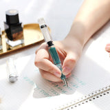 DINGYI Plastic Clean Transparent Fountain Pen 0.5/0.38mm/Curved Nib Art Writing Calligraph Piston Ink Pen School Office Supplies