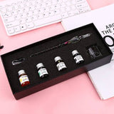 DINGYI Starry Sky Crystal Glass Fountain Pen Glitter Ink Dip Pen Set Signature Pen Gift Box Handmade Students Supplies