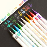 DM 10 pcs/lot Dual Soft Brush Marker Metallic Marker Pen Fine Liner Pens Set Drawing Painting DIY Scrapbooking Crafts