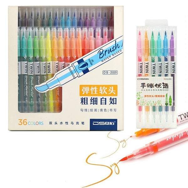 School Art Supplies Stationery  Brush Marker Pen Water Color - 12