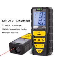 Deli 100m Laser Rangefinders Electronic Digital Tape Distance Meter Trena Metro Laser Range Finder Measuring Tape for Hunting