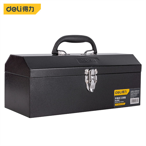 Deli 14 Inch Metal Tool Box Tool Storage Made Of Cold-Rolled Steel Compressive Seismic And Strong Metal Lock