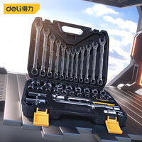 Deli 20-58Pcs Socket Set Universal Car Repair Tool Kit Ratchet Torque Wrench Combination Tool Box Multifunction Hand Toos Set