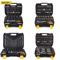 Deli 20-58Pcs Socket Set Universal Car Repair Tool Kit Ratchet Torque Wrench Combination Tool Box Multifunction Hand Toos Set