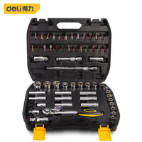 Deli 20-58Pcs Socket Set Universal Car Repair Tool Kit Ratchet Torque Wrench Combination Tool Box Multifunction Hand Toos Set