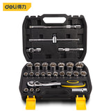 Deli 20-58Pcs Socket Set Universal Car Repair Tool Kit Ratchet Torque Wrench Combination Tool Box Multifunction Hand Toos Set