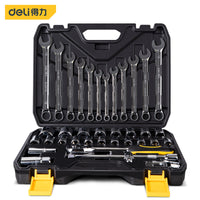 Deli 20-58Pcs Socket Set Universal Car Repair Tool Kit Ratchet Torque Wrench Combination Tool Box Multifunction Hand Toos Set