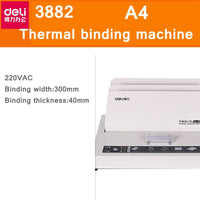 Deli 3882 A4 Thermal binding machine document book hot melt binding machine 300mm width 40mm thickness binding 220V 50HZ