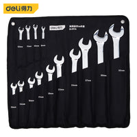 Deli A Set of 10 Pcs 8-22mm Ratcheting Box Combination Popular Wrenches for Car Repair Ring Spanner Mirror Reflection Hand Tools