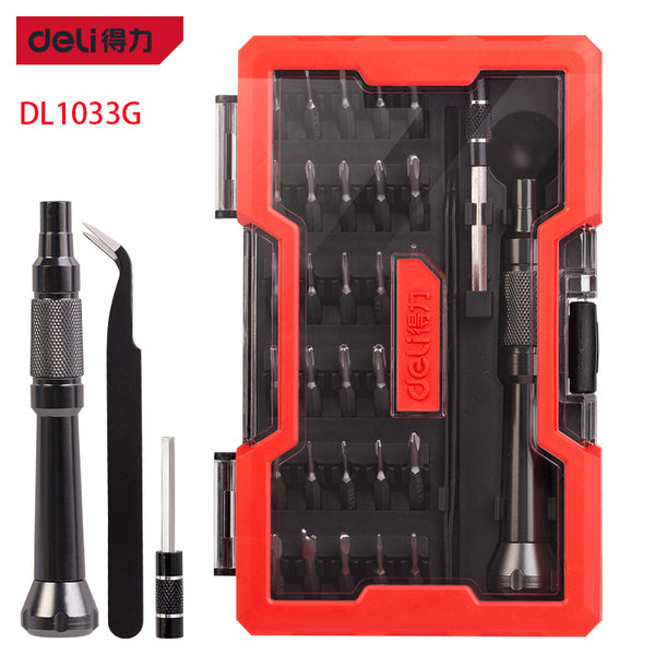 Deli DL1033G 33-Piece Precision Screwdriver Set SK2 Screwdriver Bit Slotted Screwdriver And Phillips Screwdriver Tweezers