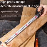 Deli DL277525T Transparent Steel Ruler Measuring Tools Carbon Steel Tape Specification: 7.5mx25mm Transparent Tape Measure Shell