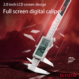 Deli DL312150 Full Screen Digital Caliper 2.0 Inch LCD Screen Stainless Steel Material Metric And Imperial Measurement