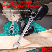 Deli DL34221 Movable Head Combination Wrench Specification 21mm Ratchet WrenchChrome Vanadium Steel Material Hand Tools Polished